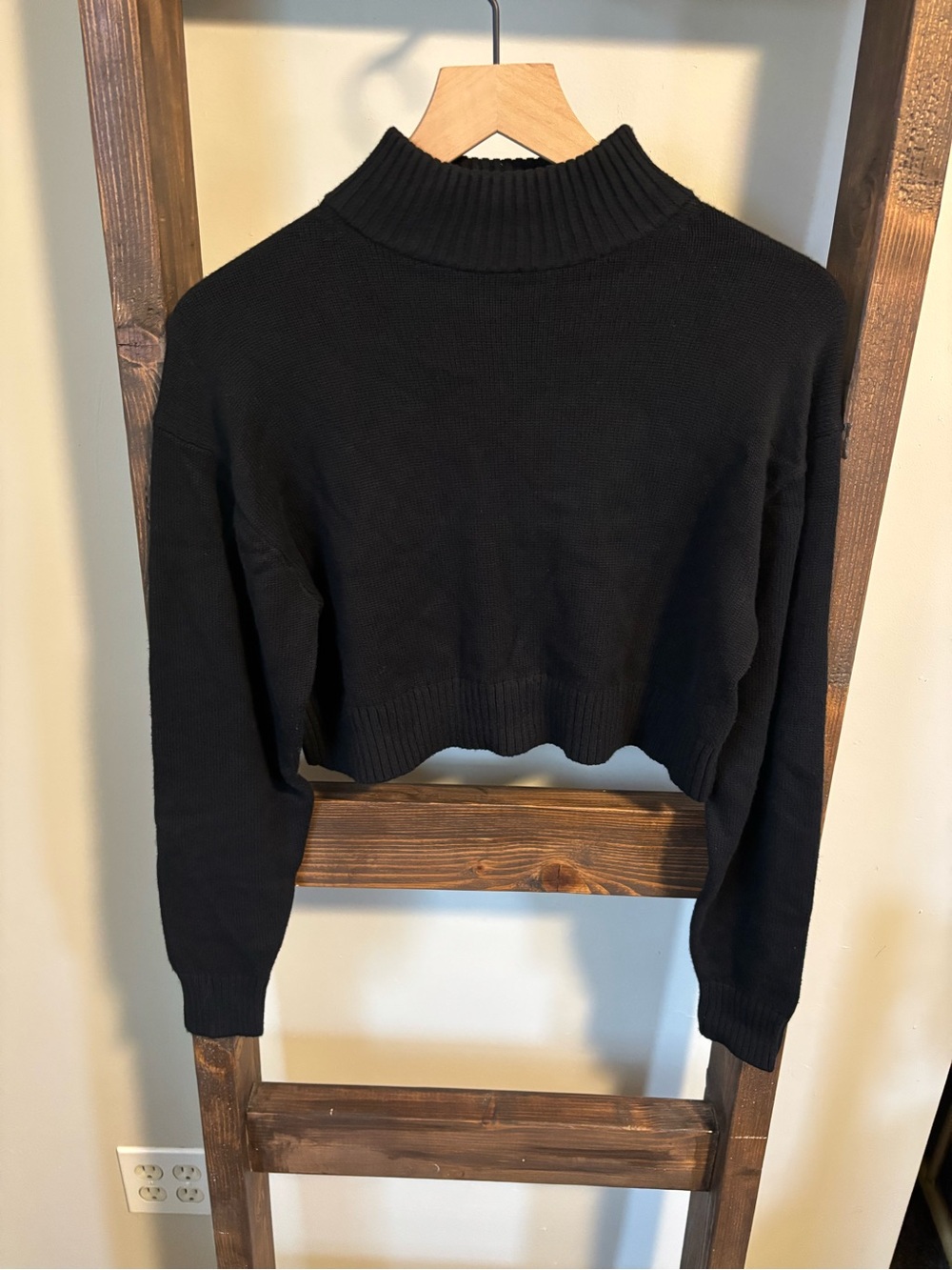 Sunday Best Black Cropped Mock Neck Sweater
